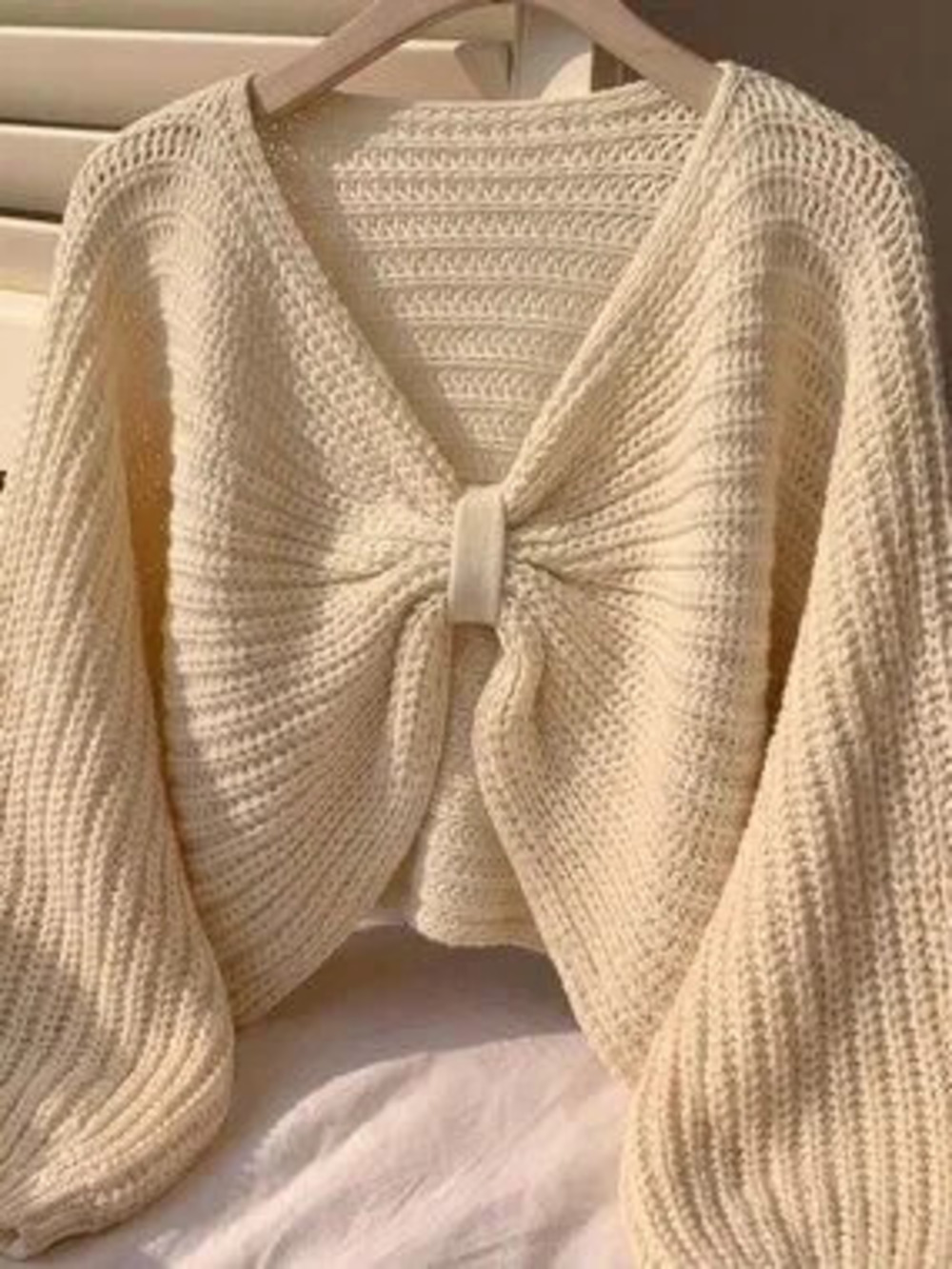 ZARA Apricot Casual Women's V-Neck Batwing Pullover sweater Top